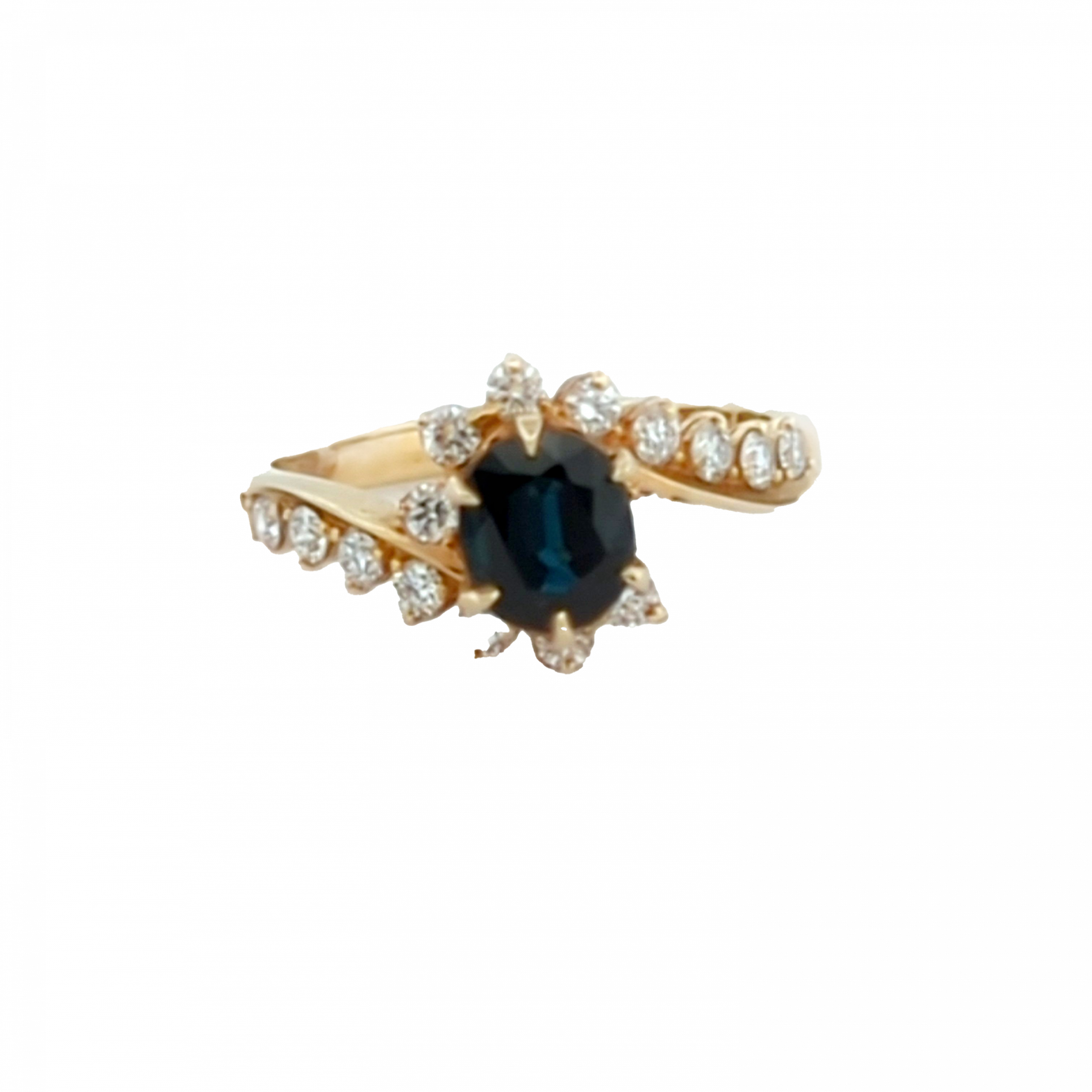 Estate Oval Sapphire & Diamond Bypass Ring