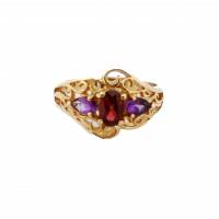 Oval Garnet & Pear-Shape Amethyst Ring
