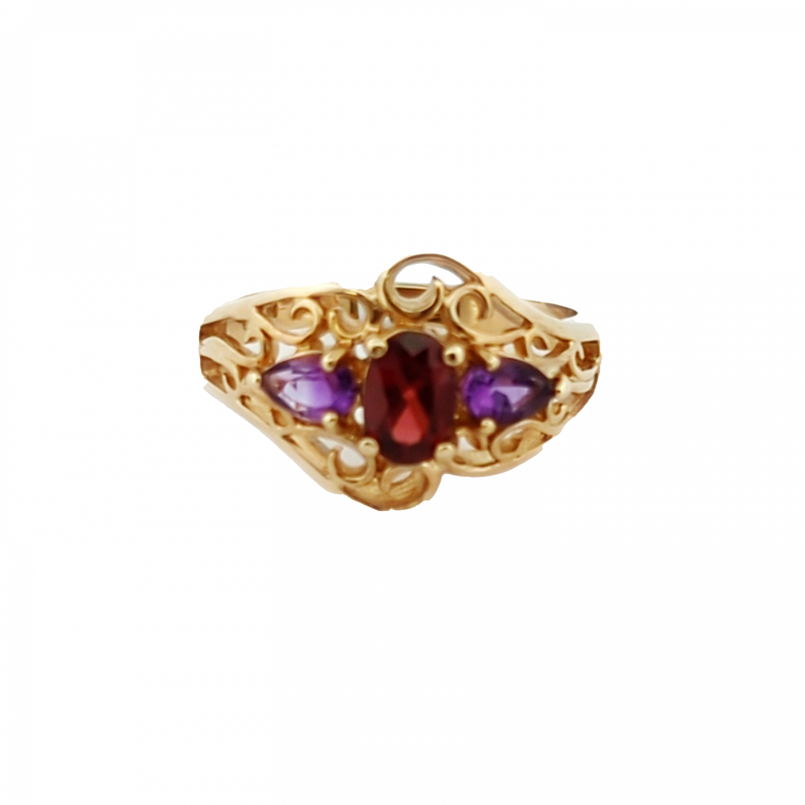 Oval Garnet & Pear-Shape Amethyst Ring