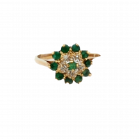 Estate Round Emerald & Diamond Ring