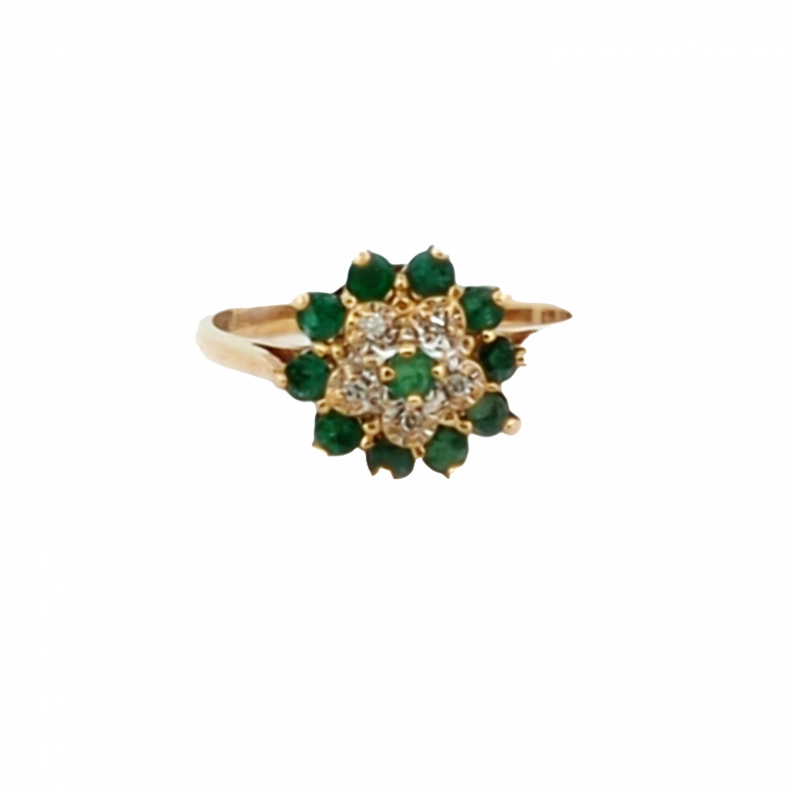 Estate Round Emerald & Diamond Ring