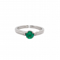 Estate Round-Faceted Emerald Solitaire Ring