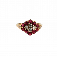 Estate Diamond & Ruby Halo Ring