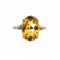 Oval Citrine & Diamond Ring