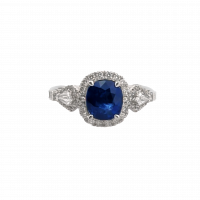 Estate Sapphire & Diamond Halo Ring