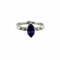 Estate Marquise-Cut Tanzanite & Diamond Ring