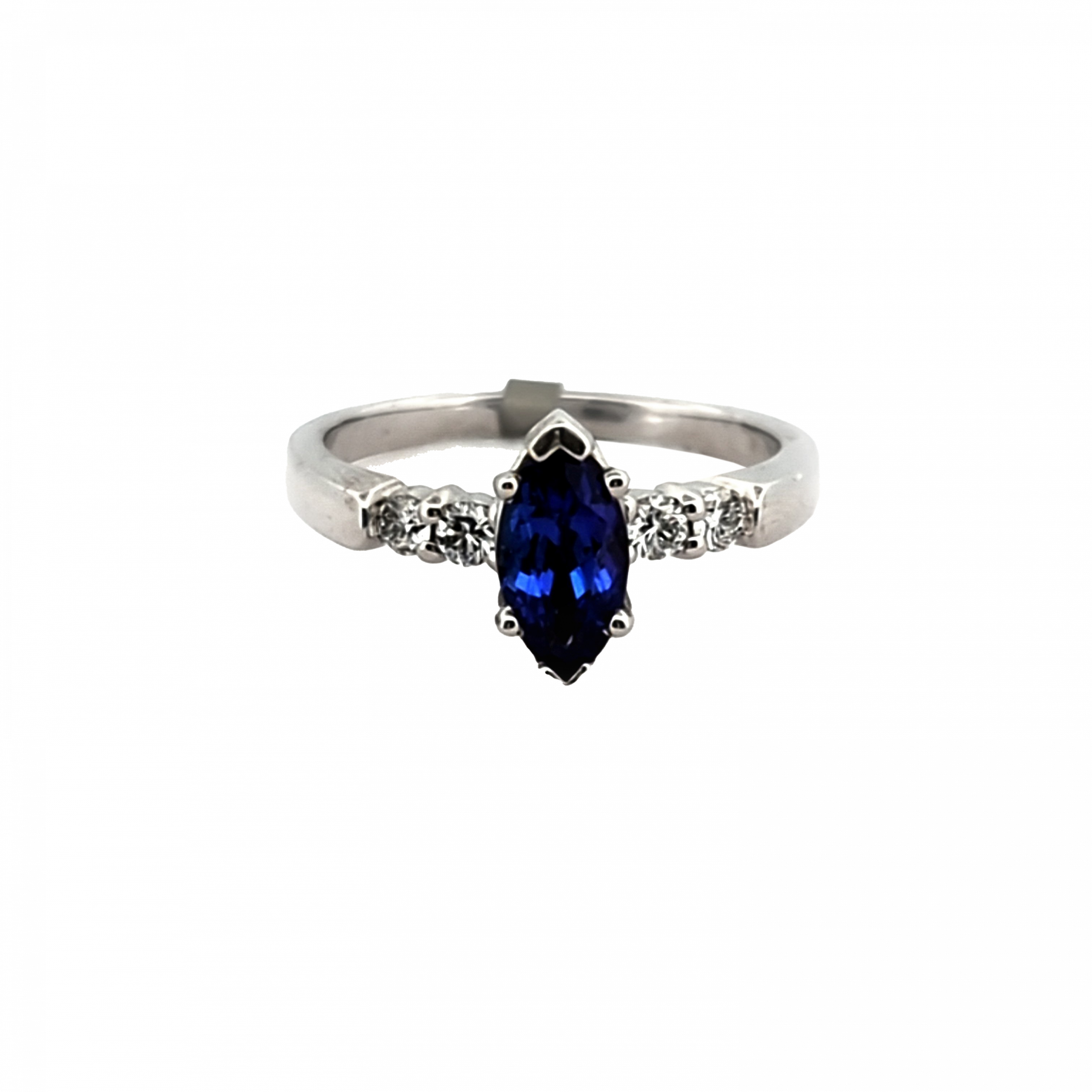 Estate Marquise-Cut Tanzanite & Diamond Ring