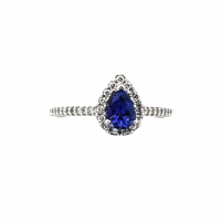 Estate Pear-Shape Tanzanite & Diamond Ring