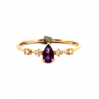 Estate Pear-Shape Amethyst & Diamond Ring