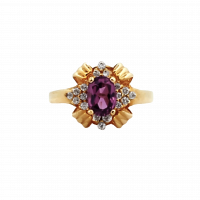 Estate Vintage Rhodolite Garnet & Diamond Ring