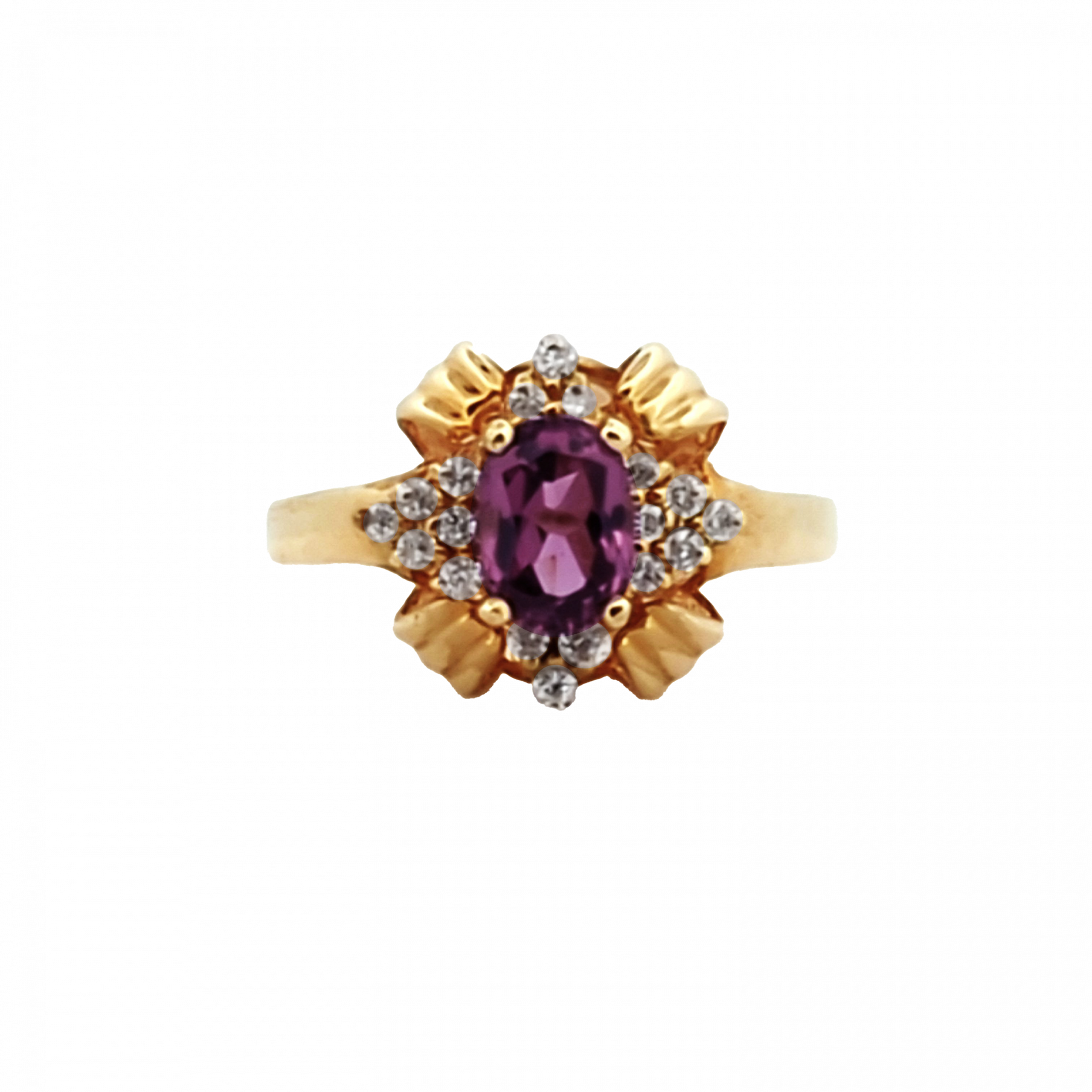 Estate Vintage Rhodolite Garnet & Diamond Ring