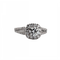 Estate Diamond Halo Split-Shank Ring