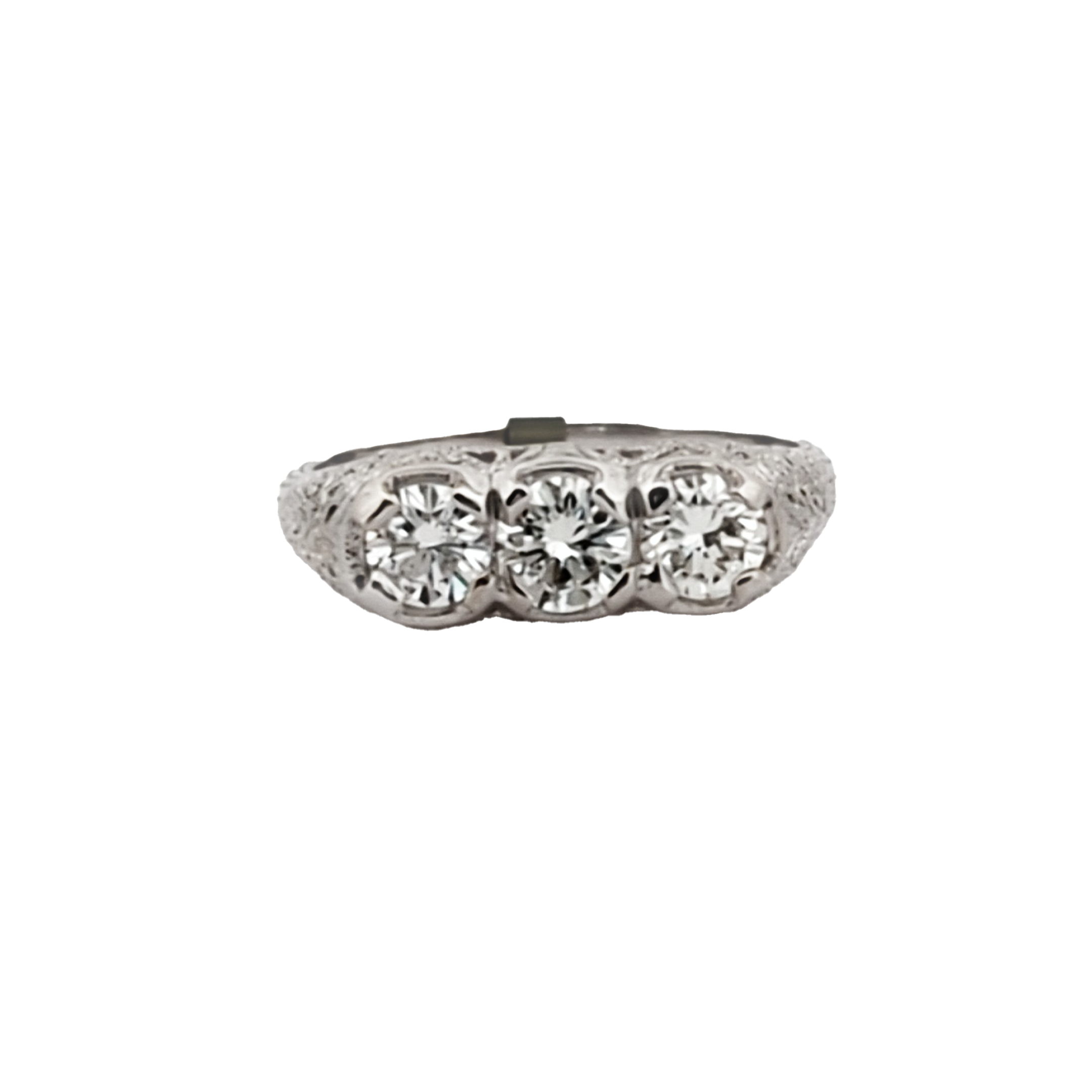 Estate Diamond 3-Stone Filigree Ring