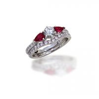 GB Jewelers Design Diamond & Pear Shaped Ruby Ring