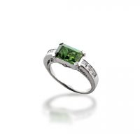 GB Jewelers Design Emerald-Cut Tourmaline & Diamond Ring