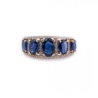 Estate Oval Sapphire and Diamond Band