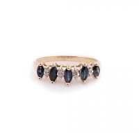 Estate Marquise-Cut Sapphire & Diamond Band