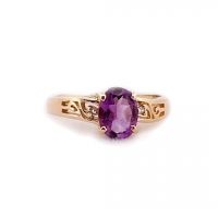 Estate Oval Amethyst & Diamond Ring