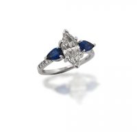 GB Jewelers Design Marquis Diamond & Pear Sapphire Ring