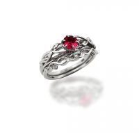 GB Jewelers Design Leaf Garden Lab-Ruby Wedding Set