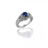 GB Jewelers Design Sapphire & Diamond Engraved Ring