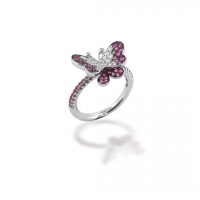 GB Jewelers Design Diamond & Pink Sapphire Butterfly Ring