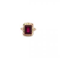 Estate Step-Cut Lab-Ruby Ring