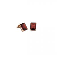 Estate Emerald Cut Garnet Stud Earrings