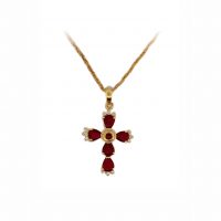 Estate Ruby & Diamond Cross Pendant
