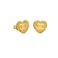 Estate 'Chanel' Logo Heart Stud Earrings