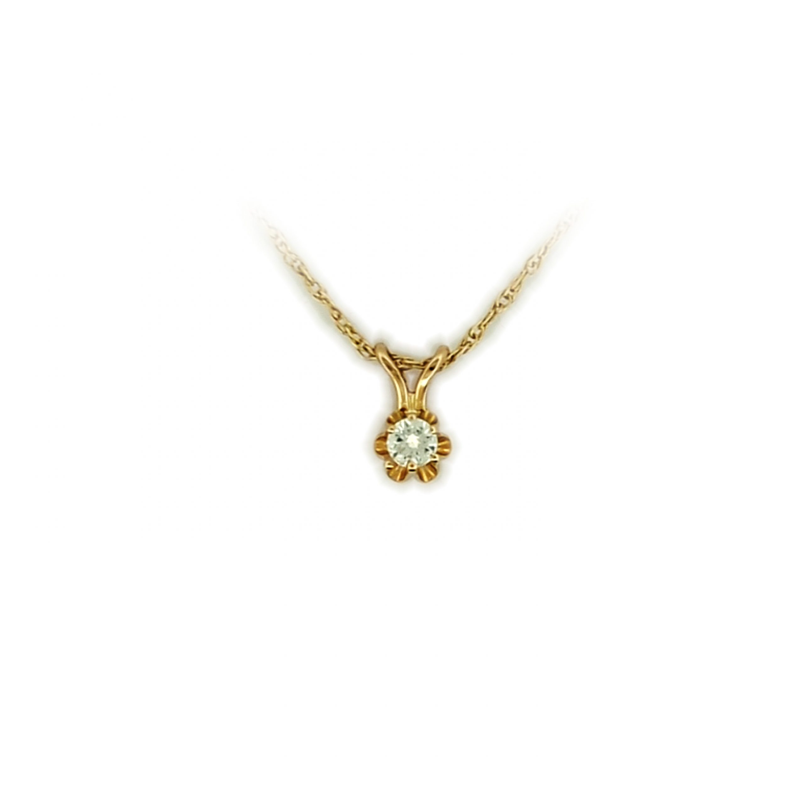 Estate Diamond Buttercup Solitaire Pendant