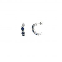 Estate Sapphire & Diamond Hoop Earrings