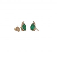 Estate Lab-Emerald & Diamond Earrings