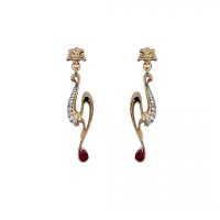 Ruby & Diamond Art Nouveau Earrings
