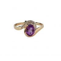 Estate Amethyst & Diamond By-Pass Ring