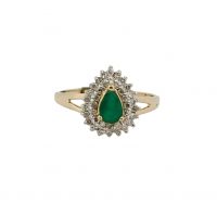 Estate Emerald & Diamond Halo Ring
