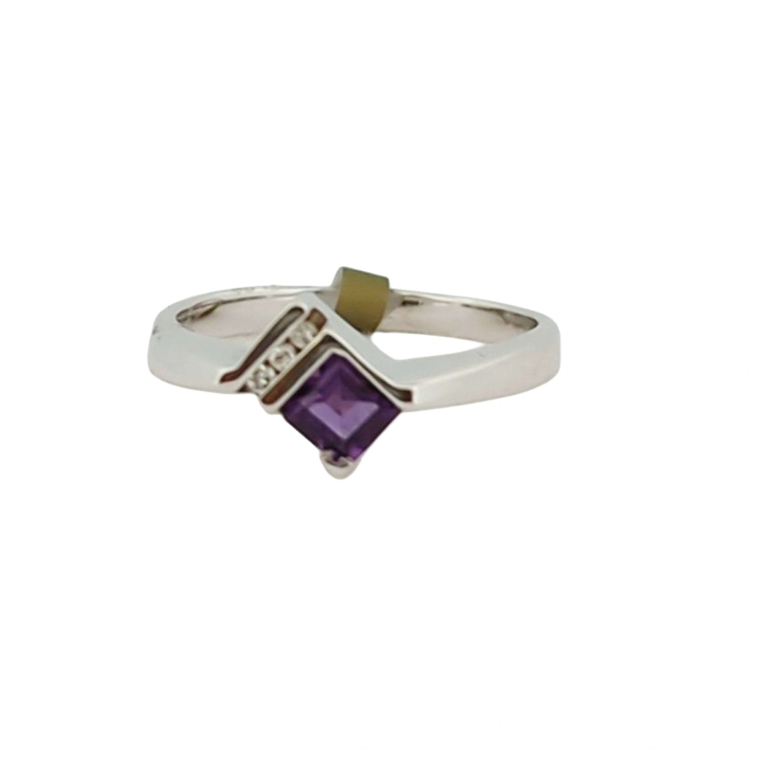 Estate Amethyst & Diamond Square Ring