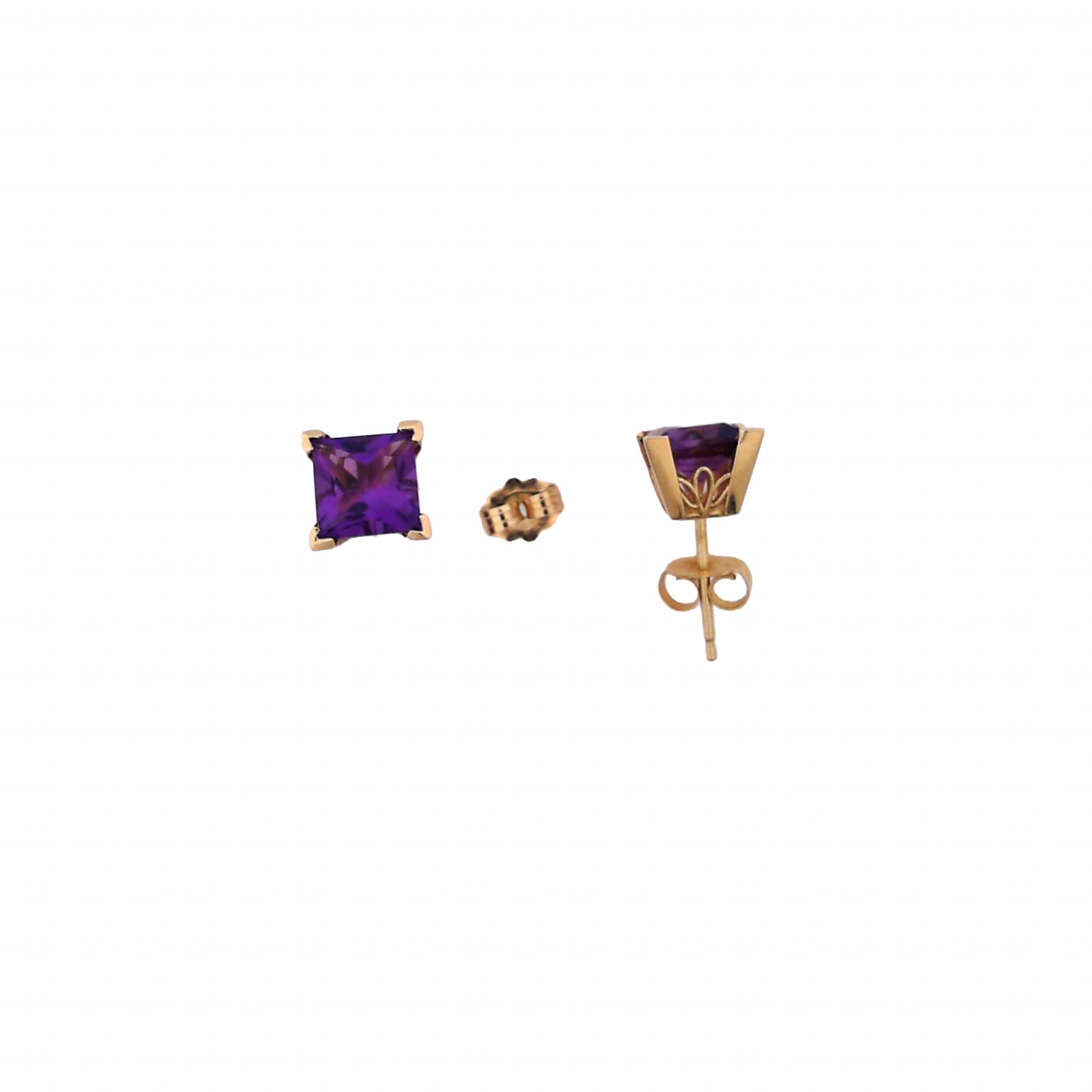 Estate Square Amethyst Stud Earrings