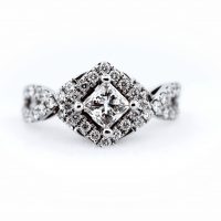 Estate Princess Diamond Halo Ring