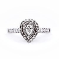 Estate Pear Diamond Halo Ring