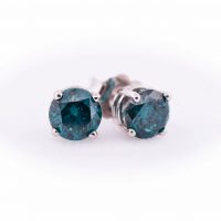 Estate Blue Diamond Stud Earrings