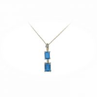 Estate Blue Topaz & Diamond Pendant