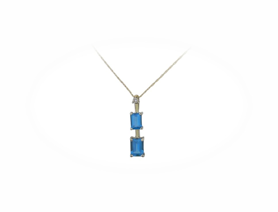 Estate Blue Topaz & Diamond Pendant