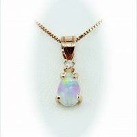 Estate Pear Lab-Opal and Diamond Pendant