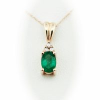 Estate Oval Emerald & Diamond Pendant