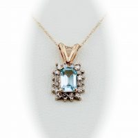 Estate Blue Topaz & Diamond Pendant