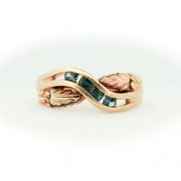 Estate Black Hills Gold Blue Diamond Ring